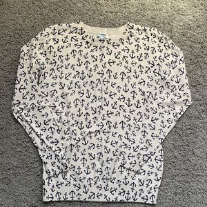 Old Navy Cream with Blue Anchors Sweater